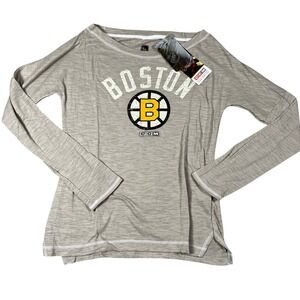 CCM‎ NHL Boston Bruins Women Small Long Sleeve Slub Shirt Gray NWT